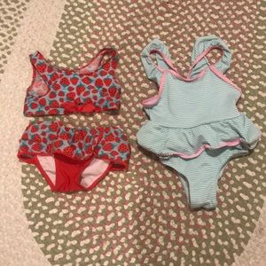 One pink & blue kids bathingsuit/strawberry bikini